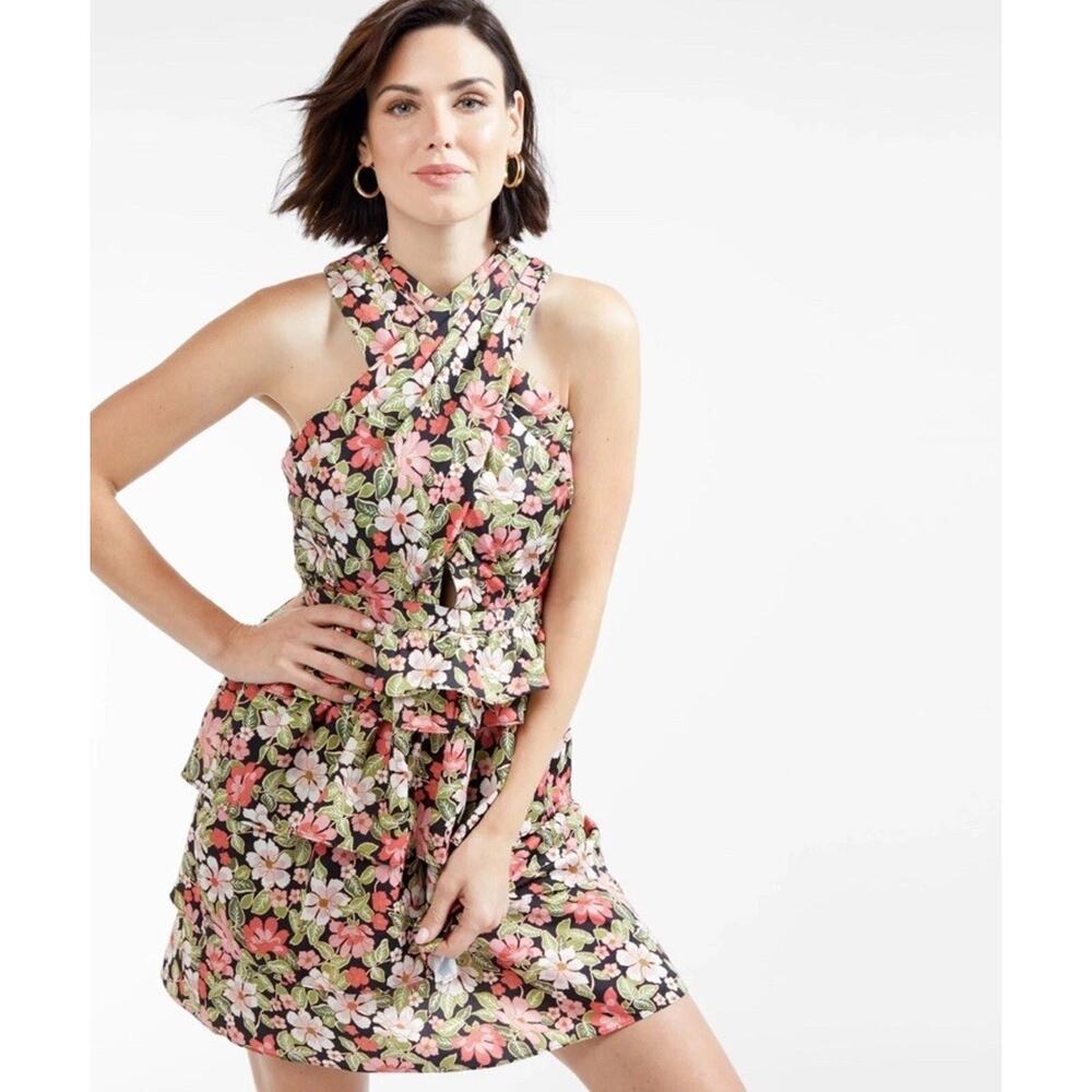 outerknown Bailey dress Waverly floral Cross Back Size 10 Beach Luau Resort Ad23